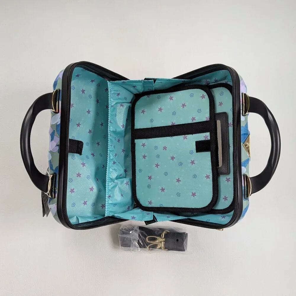 NWT Triforce Firenze Collection Travel Beauty Case Hard Shell Green Floral